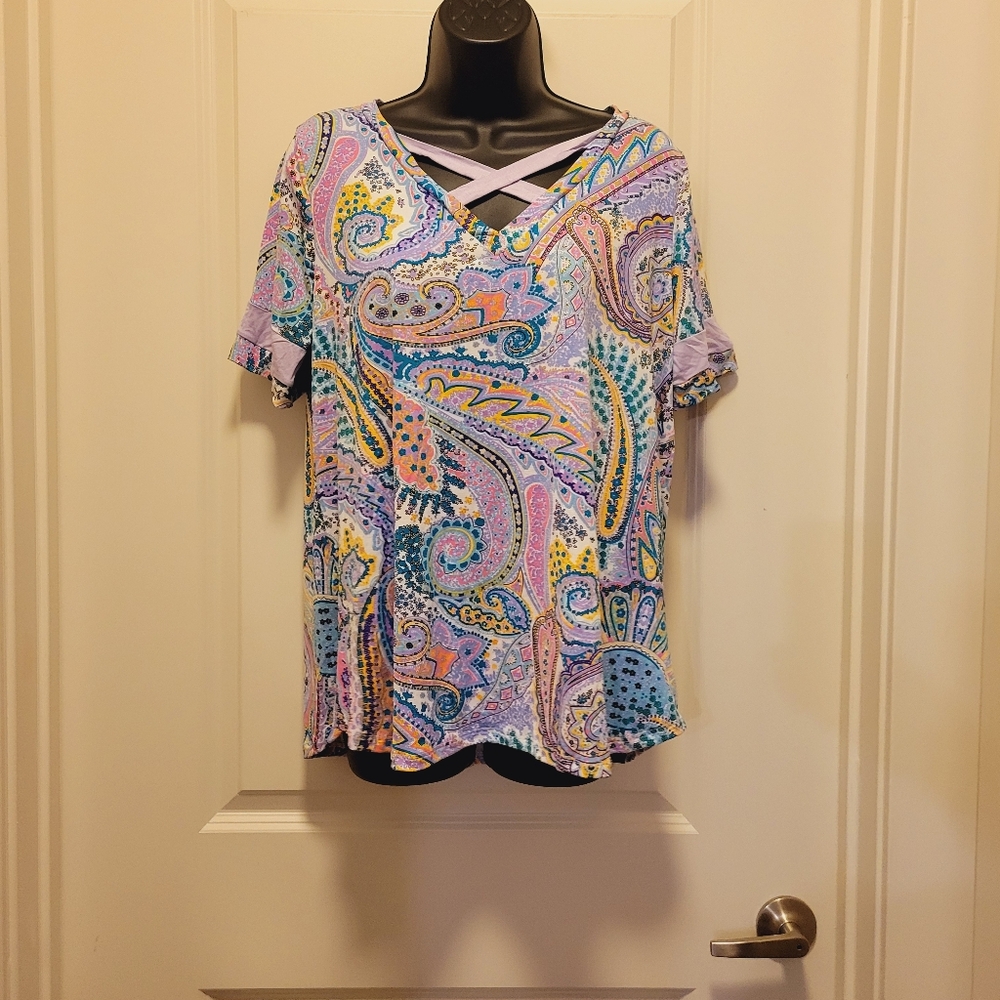 Purple MultiColored Paisley Boutique Blouse